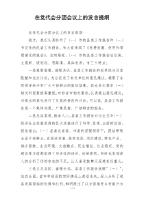 在党代会分团会议上的发言提纲