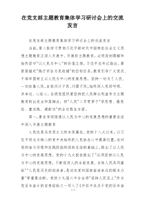 在党支部主题教育集体学习研讨会上的交流发言