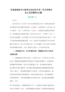 在党组理论中心组学习2025年中央一号文件研讨会上发言稿范文2篇