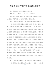 在全县2025年农村工作会议上的发言