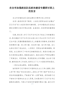 在全市加强政法队伍政治建设专题研讨班上的发言