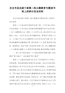 在全市县处级干部第二批主题教育专题读书班上的研讨发言材料