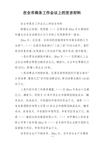 在全市商务工作会议上的发言材料
