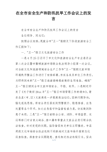 在全市安全生产和防汛抗旱工作会议上的发言
