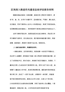 区局深入推进作风建设总结评估报告材料