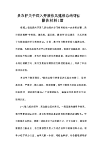 县农行关于深入开展作风建设总结评估报告材料2篇