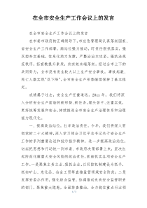 在全市安全生产工作会议上的发言