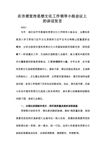 在市委宣传思想文化工作领导小组会议上的讲话发言