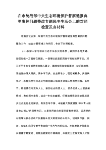 在市统战部中央生态环境保护督察通报典型案例问题整改专题民主生活会上的对照检查发言材料