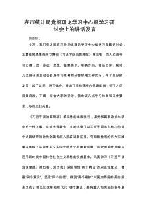 在市统计局党组理论学习中心组学习研讨会上的讲话发言