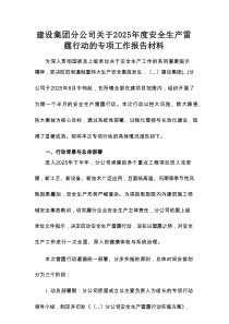 建设集团分公司关于2025年度安全生产雷霆行动的专项工作报告材料