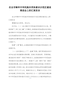 在全市铸牢中华民族共同体意识示范区建设推进会上的汇报发言