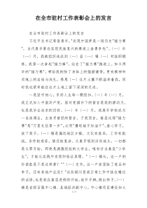 在全市驻村工作表彰会上的发言