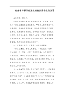 在全省干部队伍建设经验交流会上的发言