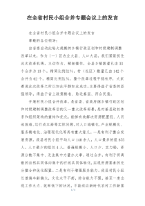 在全省村民小组合并专题会议上的发言