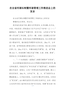 在全省河湖长制暨河道管理工作推进会上的发言