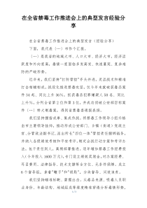 在全省禁毒工作推进会上的典型发言经验分享
