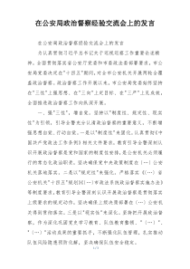 在公安局政治督察经验交流会上的发言
