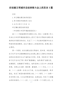 在创建文明城市总结表彰大会上的发言3篇