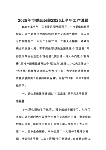 2025年市委组织部2025上半年工作总结