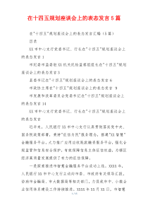 在十四五规划座谈会上的表态发言5篇