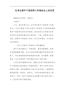 在单位青年干部培养工作推进会上的发言
