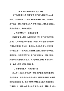 区2025年“安全生产月”活动总结
