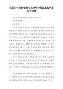 在县大气污染治理专项行动动员会上的表态发言材料