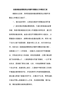 县医保基金管理突出问题专项整治工作情况汇报