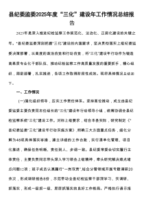 县纪委监委2025年度“三化”建设年工作情况总结报告