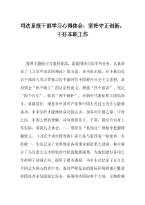 司法系统干部学习心得体会坚持守正创新干好本职工作