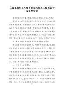 在县委农村工作暨乡村振兴重点工作推进会议上的发言