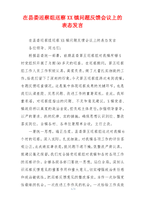 在县委巡察组巡察XX镇问题反馈会议上的表态发言
