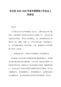 在全县2025-2026年度冬春救助工作会议上的讲话
