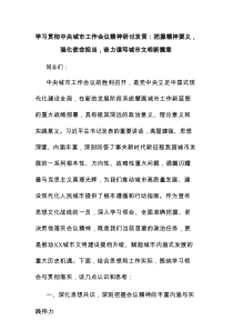 学习贯彻中央城市工作会议精神研讨发言：把握精神要义，强化使命担当，奋力谱写城市文明新篇章