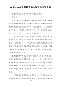 在参加支部主题教育集中学习交流发言稿