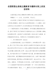 在国资国企系统主题教育专题研讨班上的发言材料