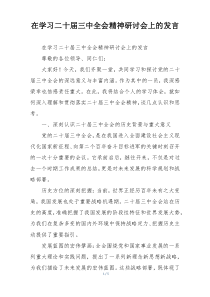在学习二十届三中全会精神研讨会上的发言