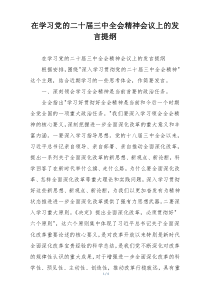 在学习党的二十届三中全会精神会议上的发言提纲