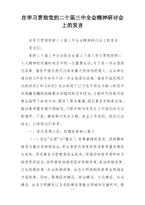 在学习贯彻党的二十届三中全会精神研讨会上的发言