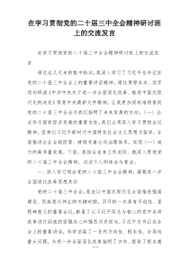 在学习贯彻党的二十届三中全会精神研讨班上的交流发言