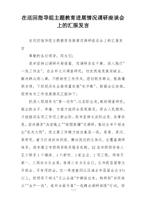 在巡回指导组主题教育进展情况调研座谈会上的汇报发言