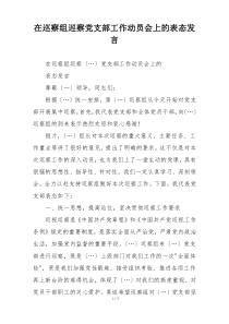 在巡察组巡察党支部工作动员会上的表态发言