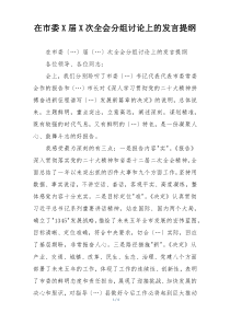 在市委X届X次全会分组讨论上的发言提纲