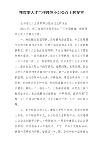 在市委人才工作领导小组会议上的发言