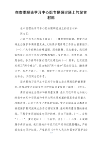 在市委理论学习中心组专题研讨班上的发言材料