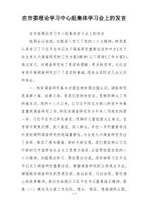 在市委理论学习中心组集体学习会上的发言