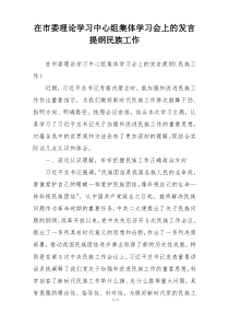 在市委理论学习中心组集体学习会上的发言提纲民族工作