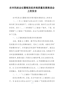在市民政会议暨银发经济高质量发展推进会上的发言