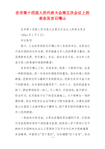 在市第十四届人民代表大会第五次会议上的表态发言石嘴山